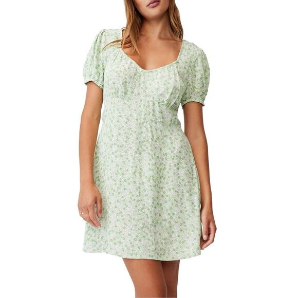 Cotton On Green Floral Mini Tea Dress Women’s Small - Picture 1 of 6